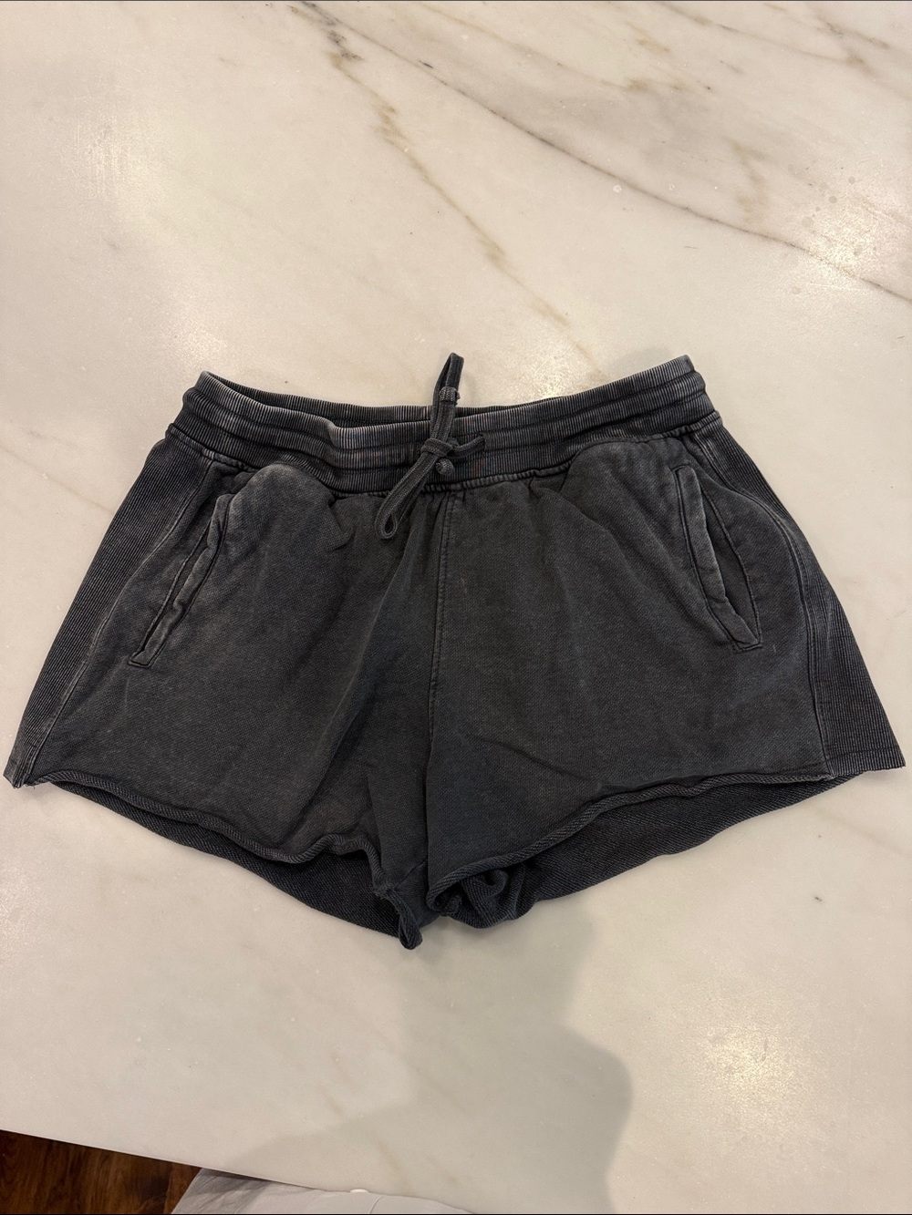 Zara Washed Black Athletic Drawstring Shorts Size Medium